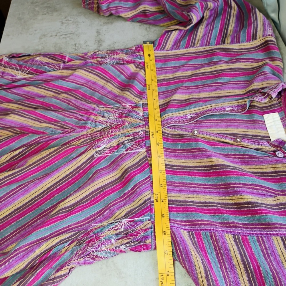 Vintage Bohemian Tunic Womens Small Striped Elephant Embroidered Hippie 70s Boho - Picture 15 of 15